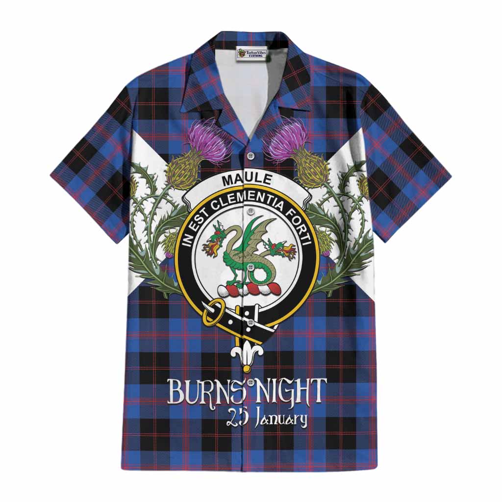 Maule Tartan Family Crest Cotton Hawaiian Shirt Scottish Burns Night Thistle Floral