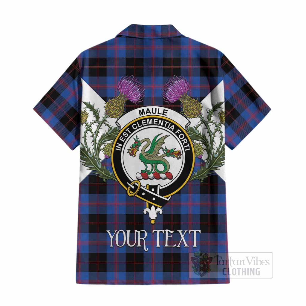 Maule Tartan Family Crest Cotton Hawaiian Shirt Scottish Burns Night Thistle Floral