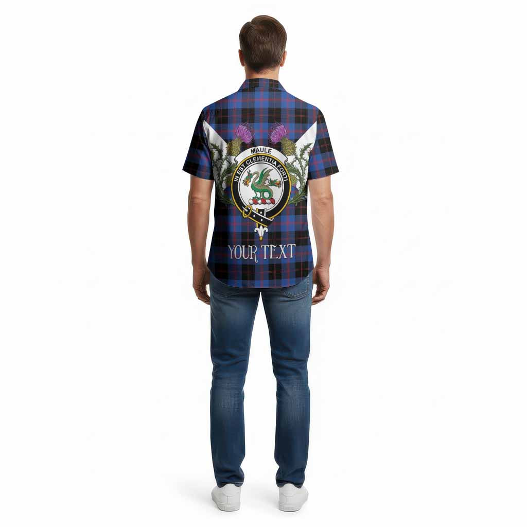 Maule Tartan Family Crest Cotton Hawaiian Shirt Scottish Burns Night Thistle Floral