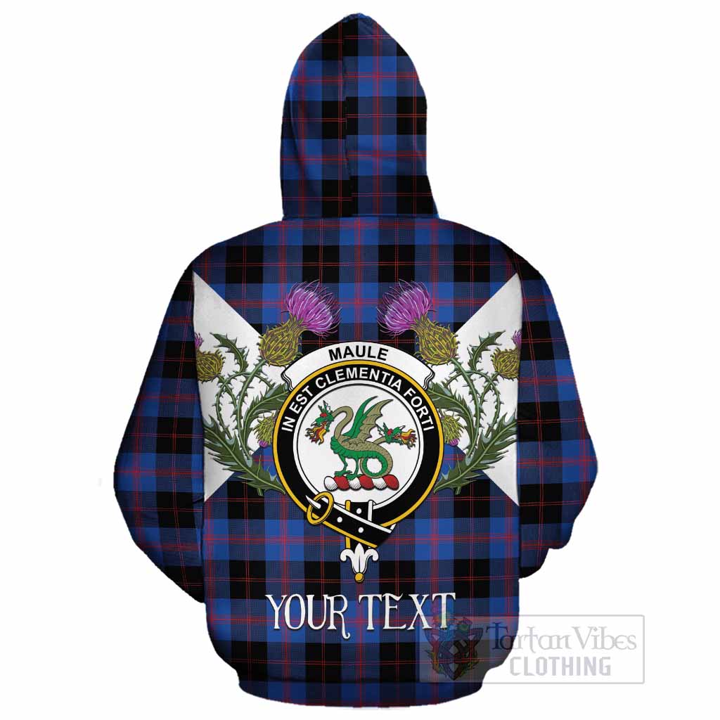 Maule Tartan Family Crest Cotton Hoodie Scottish Burns Night Thistle Floral