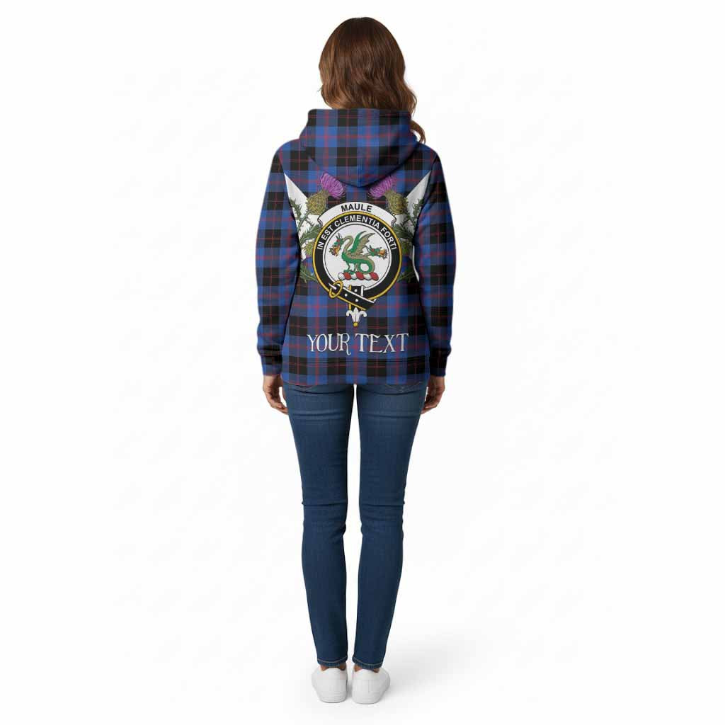 Maule Tartan Family Crest Cotton Hoodie Scottish Burns Night Thistle Floral