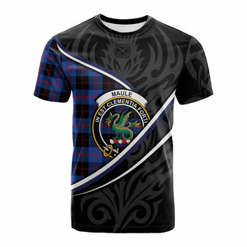 Maule Tartan Family Crest Cotton T-shirt Celtic Scottish Thistle Floral