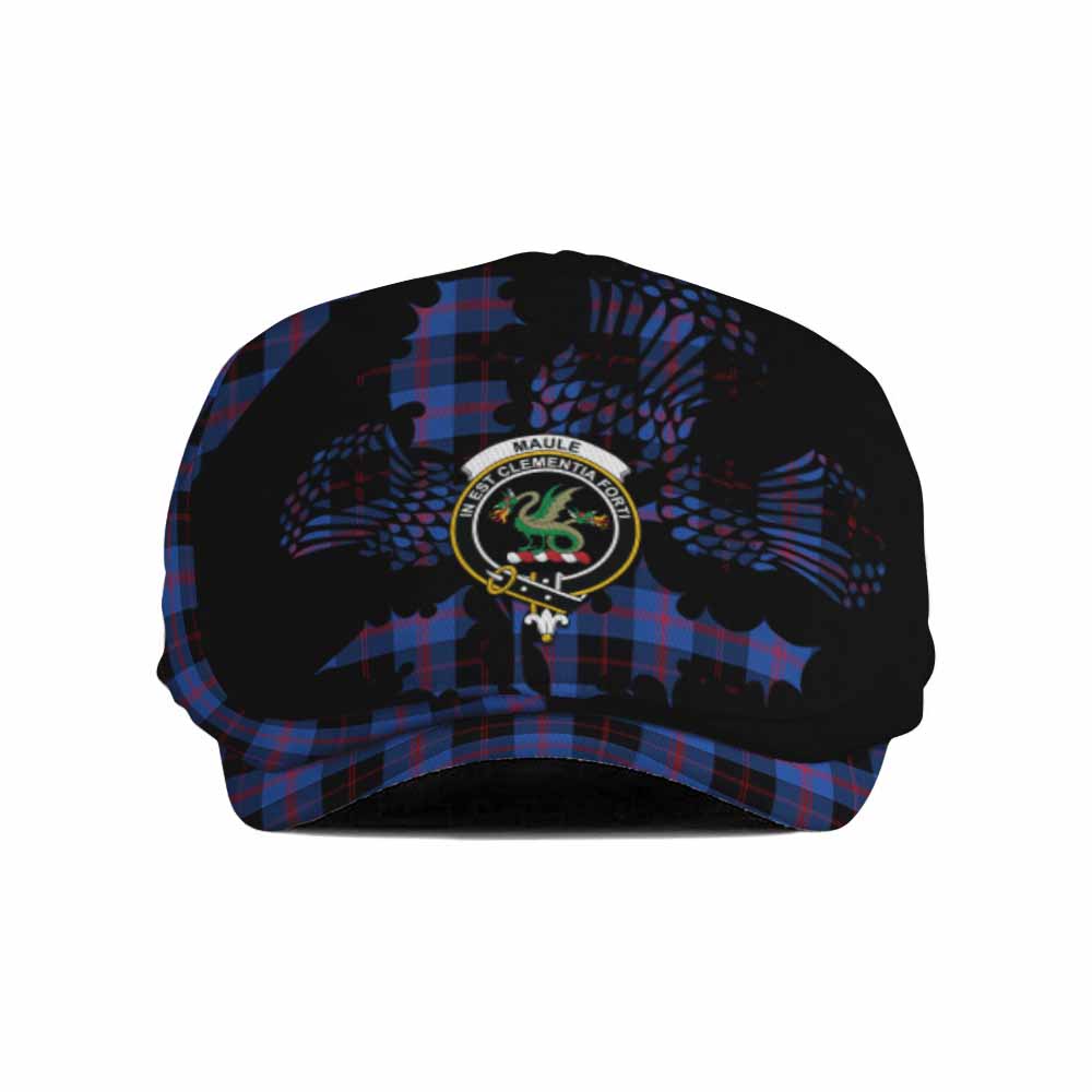 Maule Tartan Family Crest Flat Cap, Jeff Cap Scotland Thistle Floral