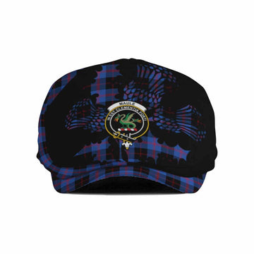 Maule Tartan Family Crest Flat Cap, Jeff Cap Scotland Thistle Floral