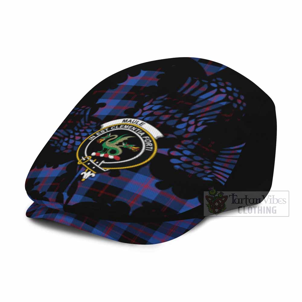 Maule Tartan Family Crest Flat Cap, Jeff Cap Scotland Thistle Floral