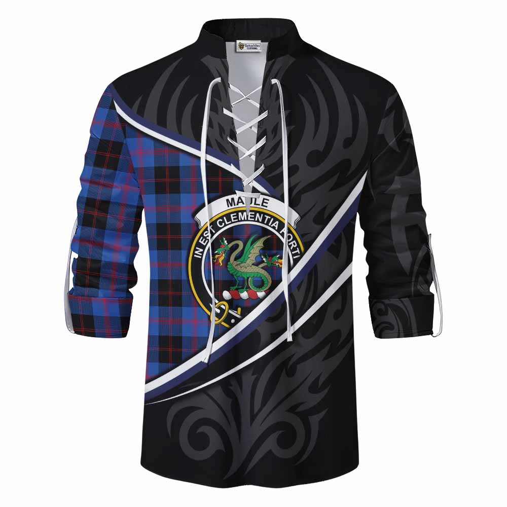 Maule Tartan Family Crest Ghillie Kilt Shirt Celtic Scottish Thistle Floral - Tartan Vibes Clothing