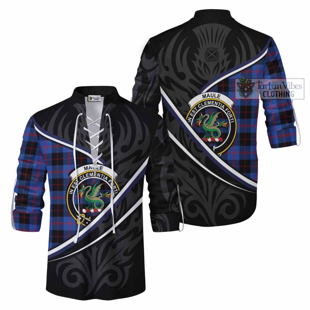 Maule Tartan Family Crest Ghillie Kilt Shirt Celtic Scottish Thistle Floral - Tartan Vibes Clothing