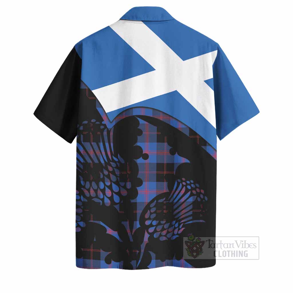 Maule Tartan Family Crest Hawaiian Shirt Scotland Thistle Floral Flag Style