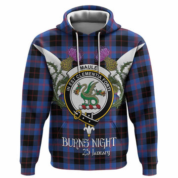 Maule Tartan Family Crest Hoodie Scottish Burns Night Thistle Floral