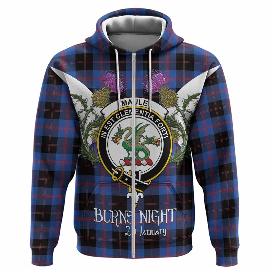 Maule Tartan Family Crest Hoodie Scottish Burns Night Thistle Floral