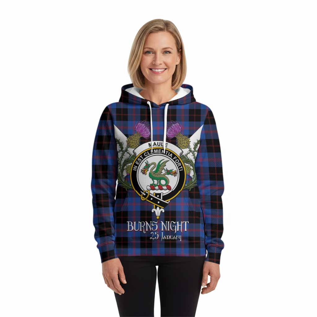 Maule Tartan Family Crest Hoodie Scottish Burns Night Thistle Floral