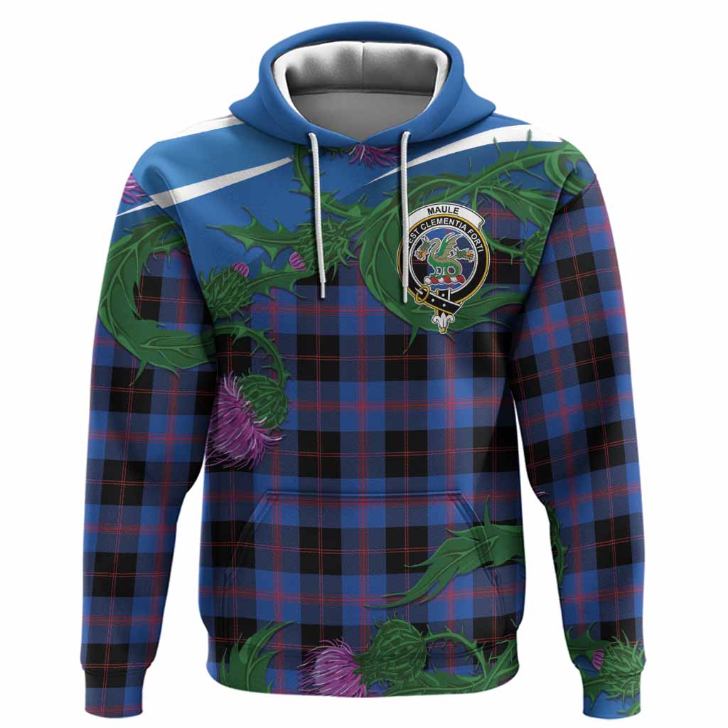 Maule Tartan Family Crest Hoodie Thistle in Minimalism