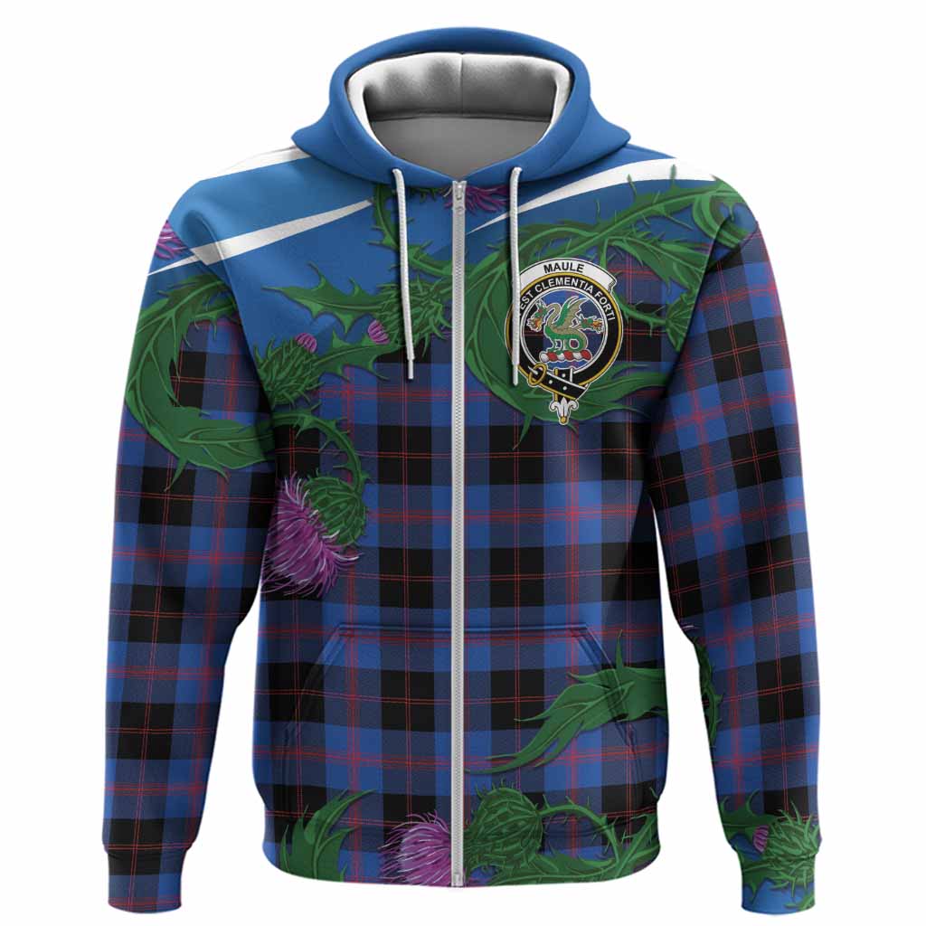 Maule Tartan Family Crest Hoodie Thistle in Minimalism