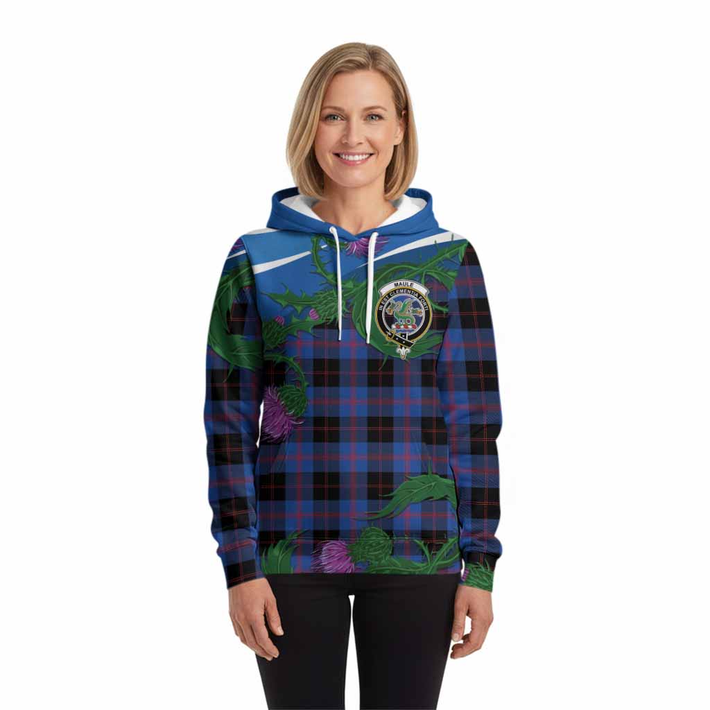 Maule Tartan Family Crest Hoodie Thistle in Minimalism