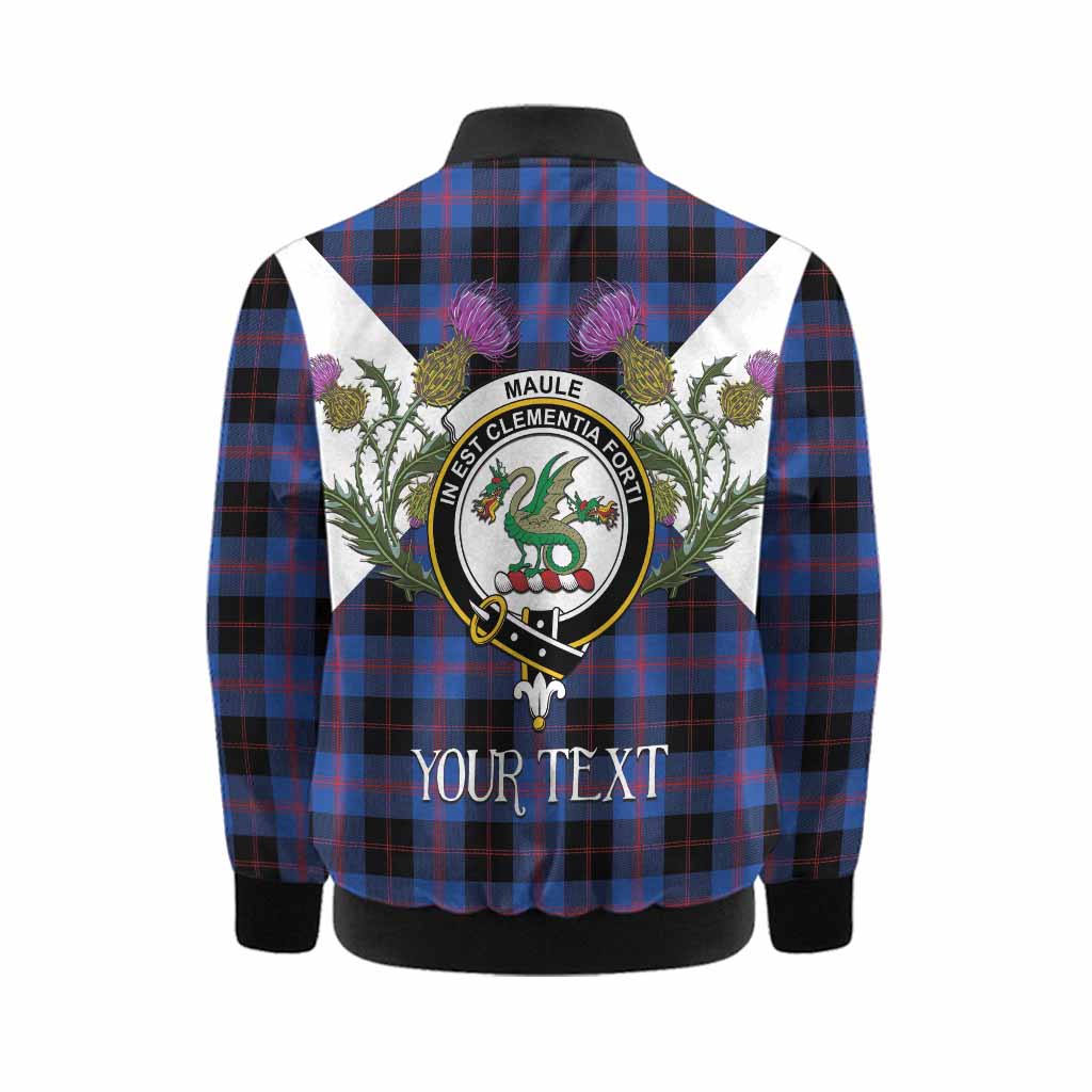 Maule Tartan Family Crest Kid Bomber Jacket Scottish Burns Night Thistle Floral