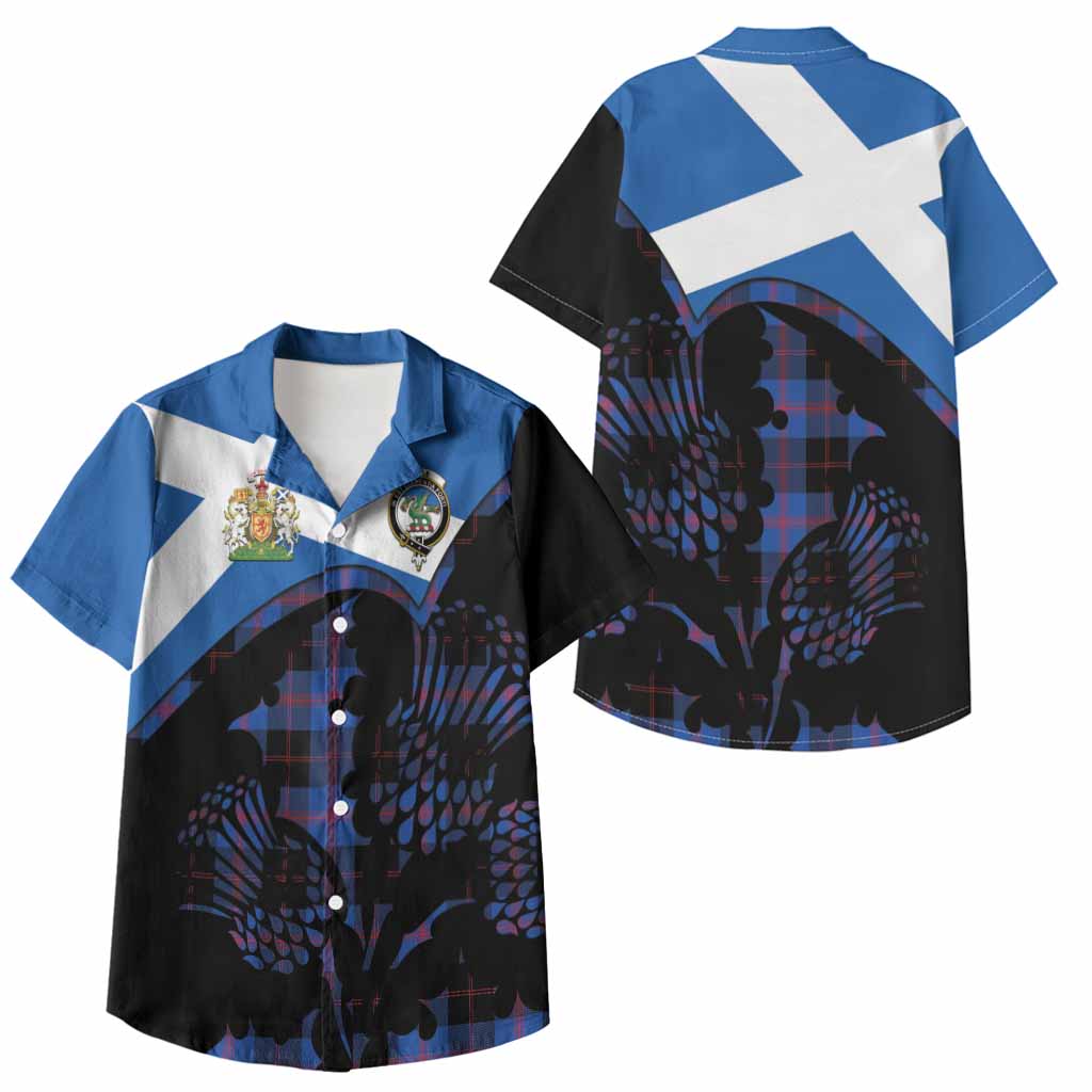 Maule Tartan Family Crest Kid Hawaiian Shirt Scotland Thistle Floral Flag Style