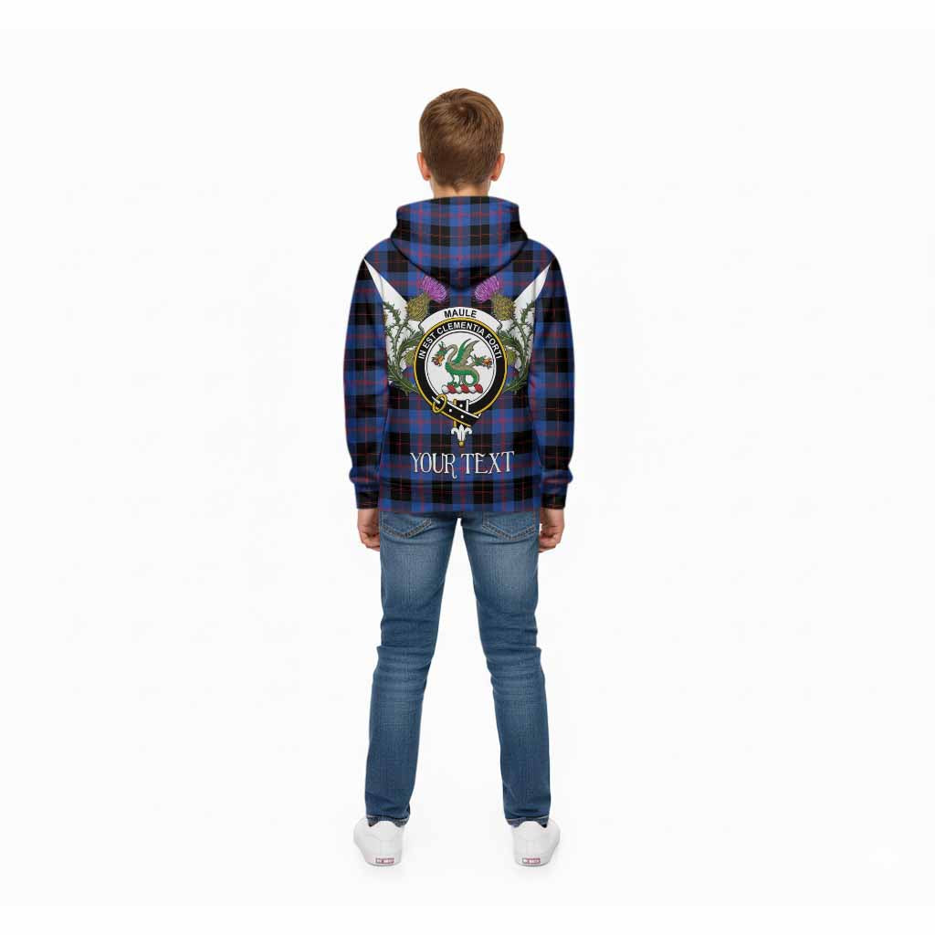 Maule Tartan Family Crest Kid Hoodie Scottish Burns Night Thistle Floral