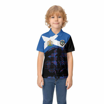 Maule Tartan Family Crest Kid Polo Shirt Scotland Thistle Floral Flag Style