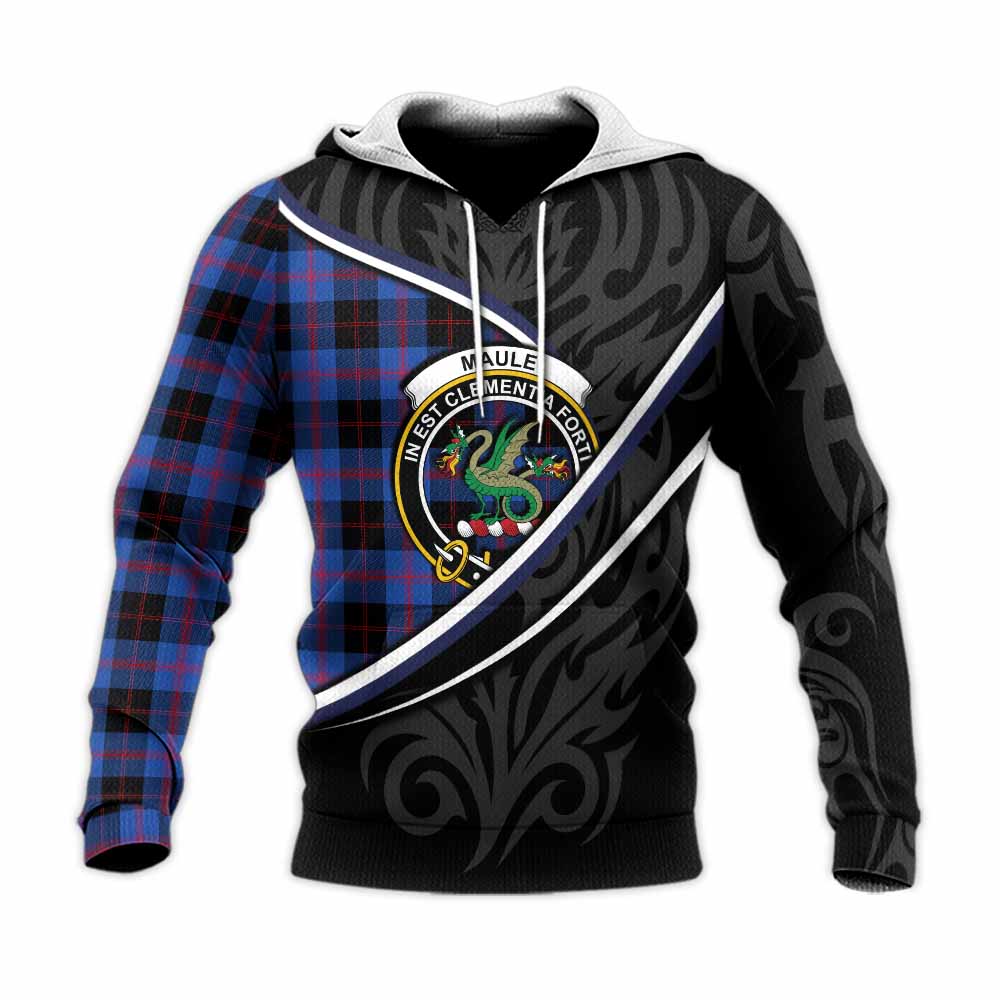 Maule Tartan Family Crest Knitted Hoodie Celtic Scottish Thistle Floral - Tartan Vibes Clothing