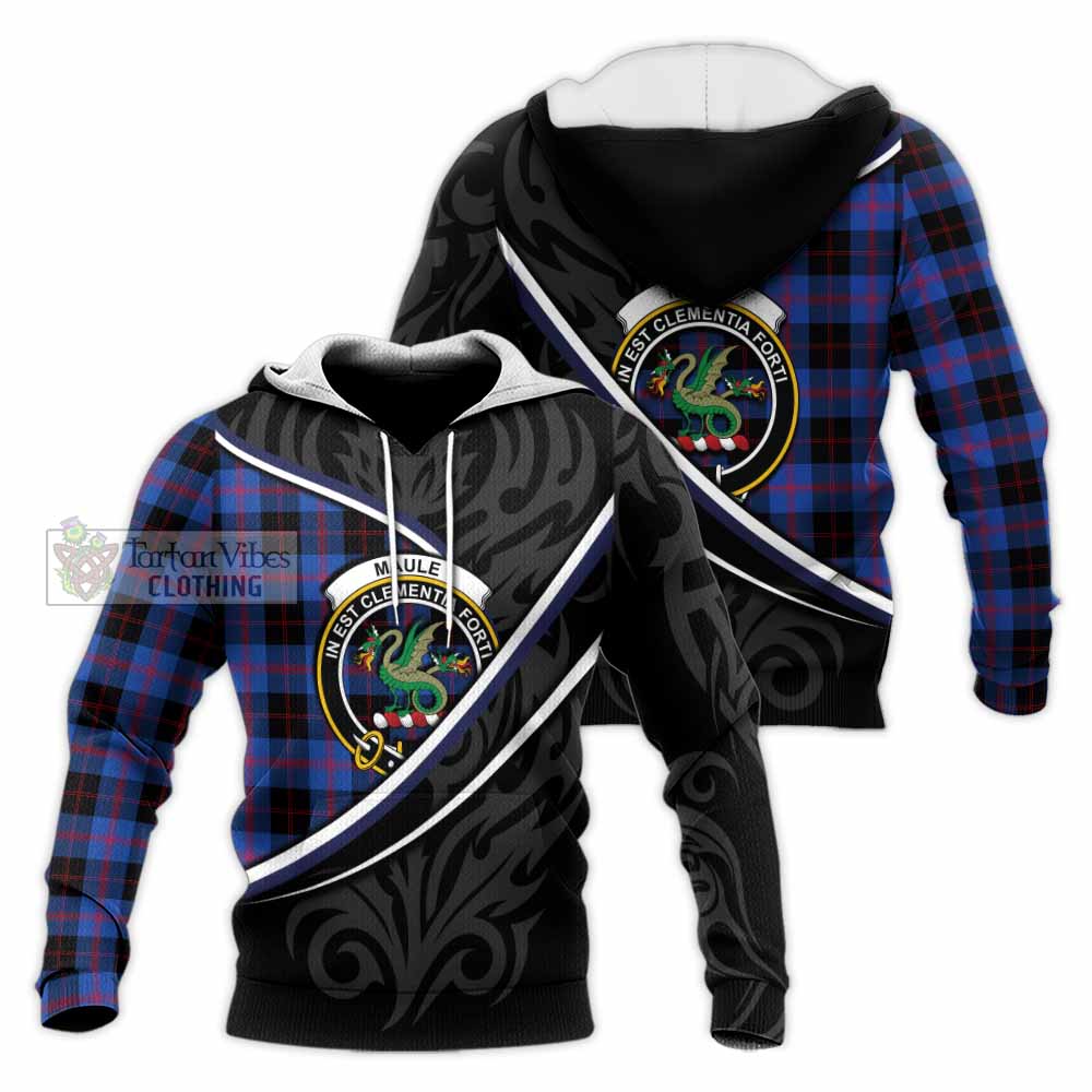 Maule Tartan Family Crest Knitted Hoodie Celtic Scottish Thistle Floral - Tartan Vibes Clothing