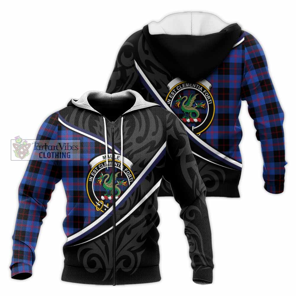 Maule Tartan Family Crest Knitted Hoodie Celtic Scottish Thistle Floral - Tartan Vibes Clothing