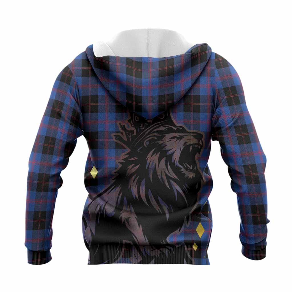 Maule Tartan Family Crest Knitted Hoodie Crowned Lion Roaring