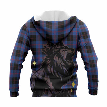 Maule Tartan Family Crest Knitted Hoodie Crowned Lion Roaring