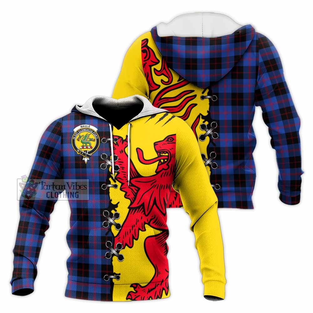 Maule Tartan Family Crest Knitted Hoodie Lion Rampant Honor - Tartan Vibes Clothing