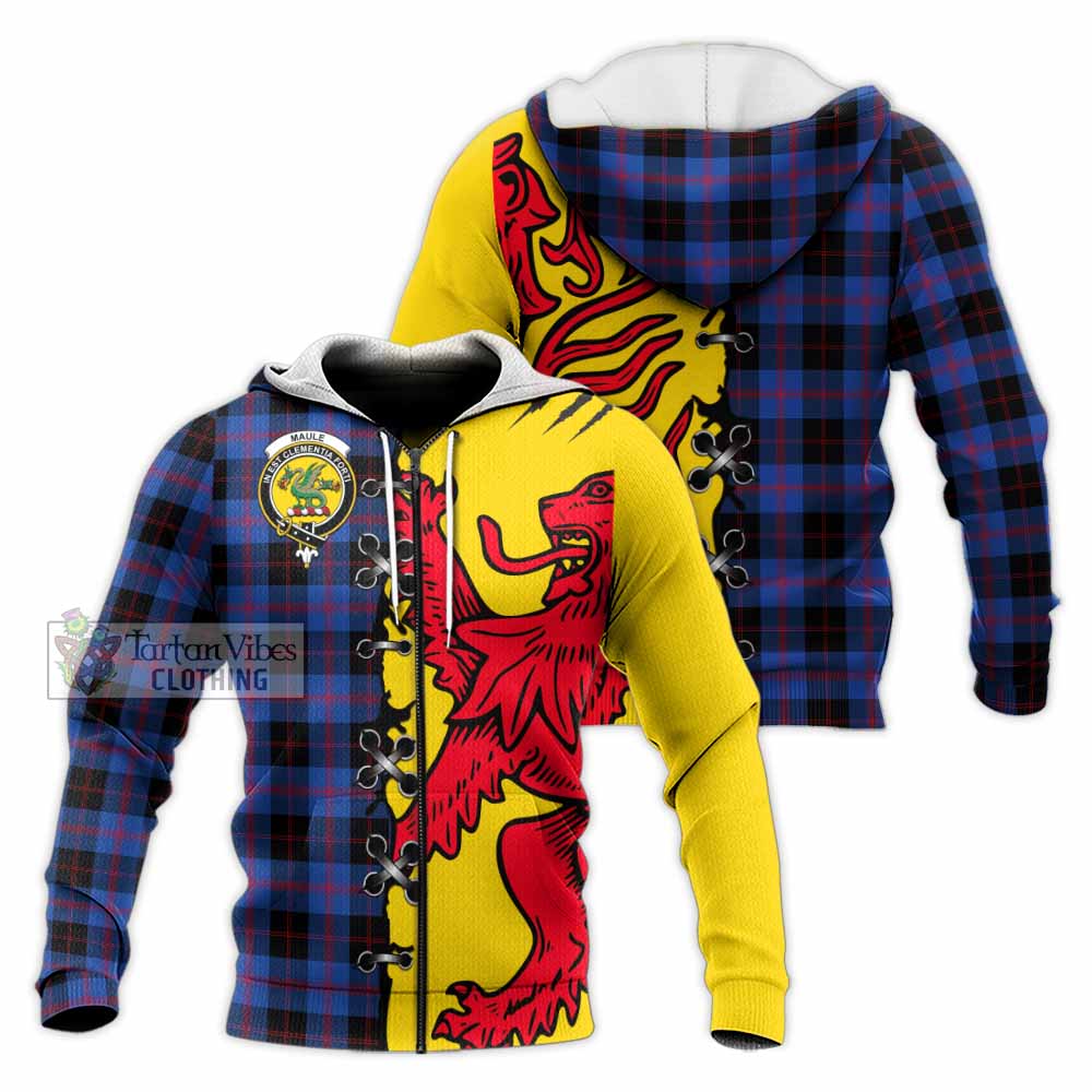 Maule Tartan Family Crest Knitted Hoodie Lion Rampant Honor - Tartan Vibes Clothing
