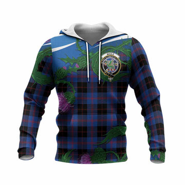 Maule Tartan Family Crest Knitted Hoodie Thistle in Minimalism