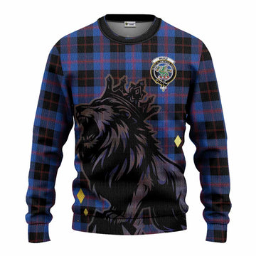 Maule Tartan Family Crest Knitted Sweater Crowned Lion Roaring