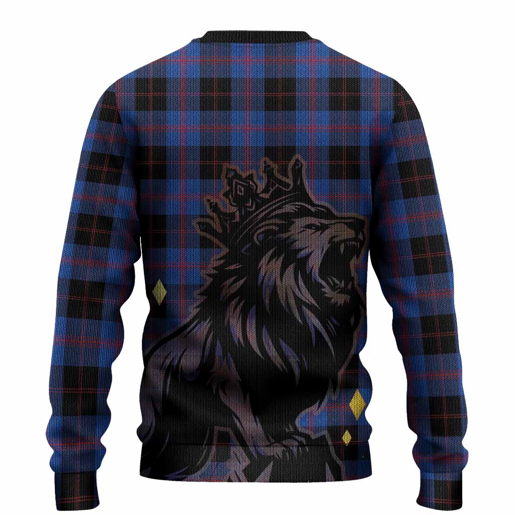 Maule Tartan Family Crest Knitted Sweater Crowned Lion Roaring