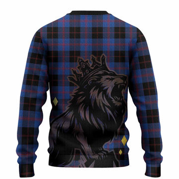 Maule Tartan Family Crest Knitted Sweater Crowned Lion Roaring