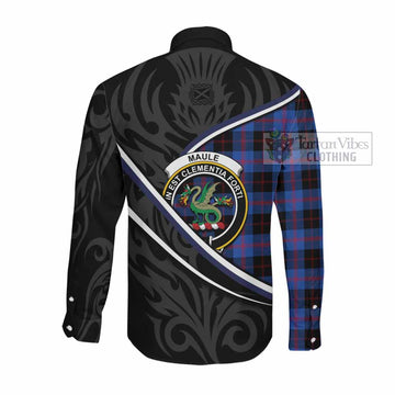Maule Tartan Family Crest Long Sleeve Button Shirts Celtic Scottish Thistle Floral