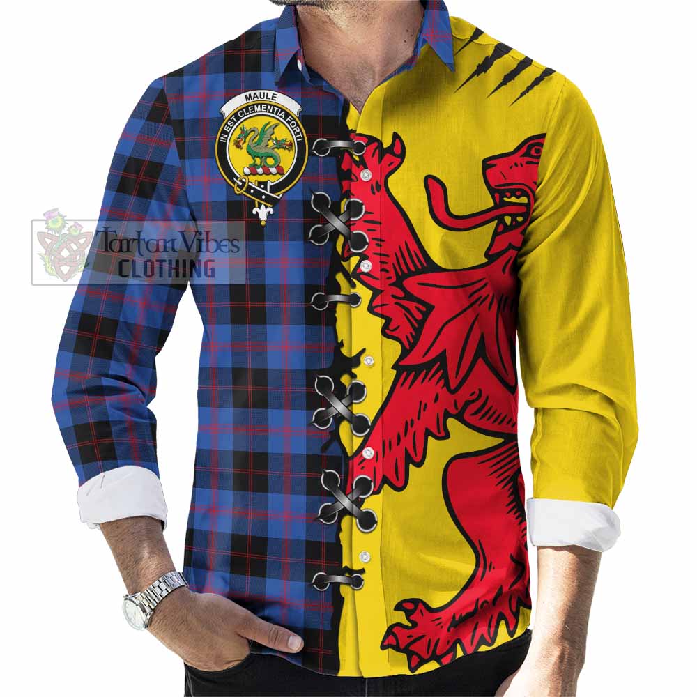Maule Tartan Family Crest Long Sleeve Button Shirts Lion Rampant Honor - Tartan Vibes Clothing