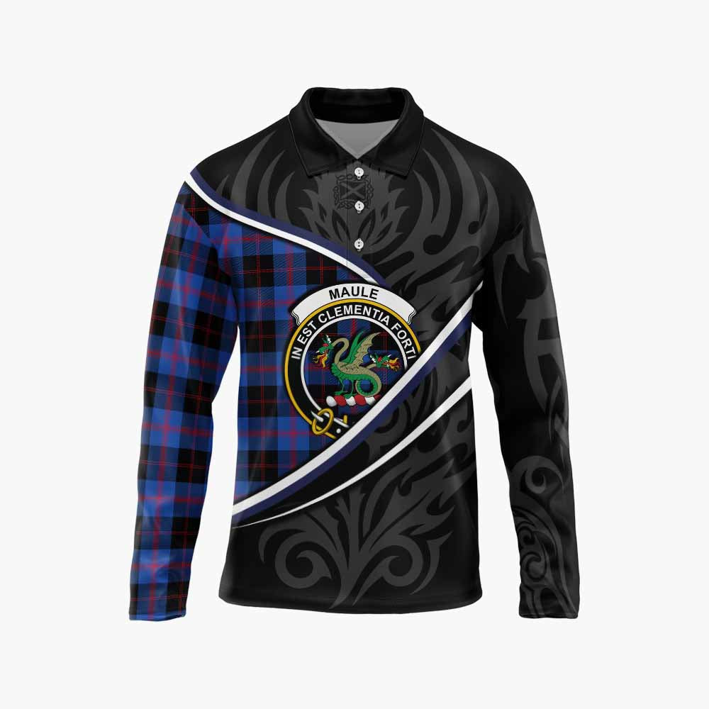 Maule Tartan Family Crest Long Sleeve Polo Shirt Celtic Scottish Thistle Floral - Tartan Vibes Clothing