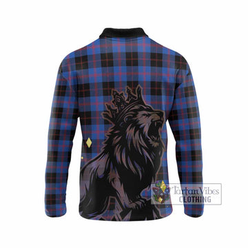 Maule Tartan Family Crest Long Sleeve Polo Shirt Crowned Lion Roaring