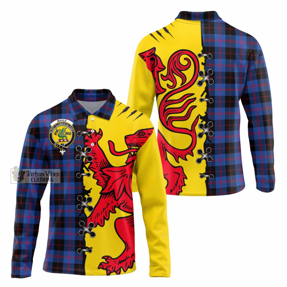 Maule Tartan Family Crest Long Sleeve Polo Shirt Lion Rampant Honor - Tartan Vibes Clothing
