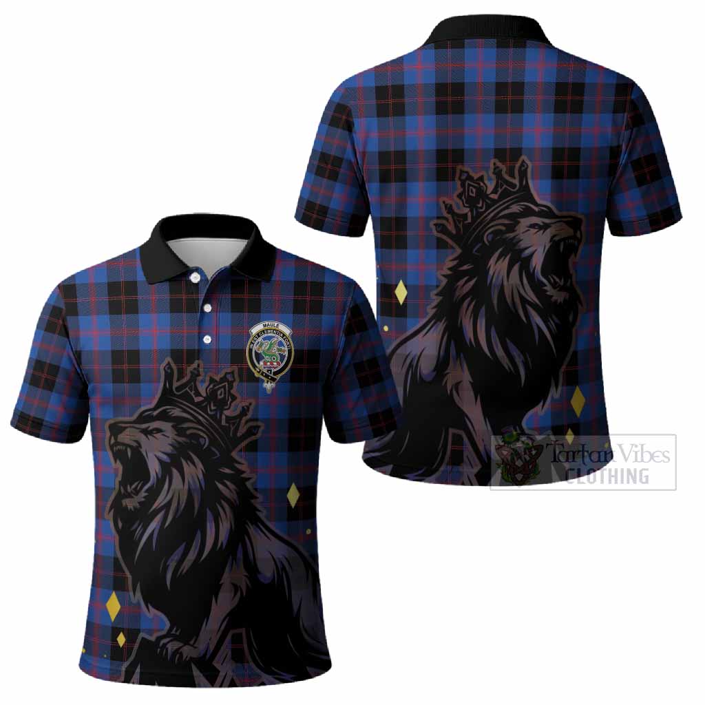 Maule Tartan Family Crest Polo Shirt Crowned Lion Roaring