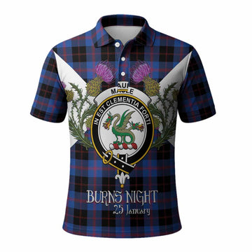 Maule Tartan Family Crest Polo Shirt Scottish Burns Night Thistle Floral
