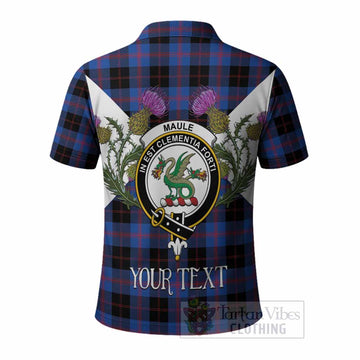 Maule Tartan Family Crest Polo Shirt Scottish Burns Night Thistle Floral
