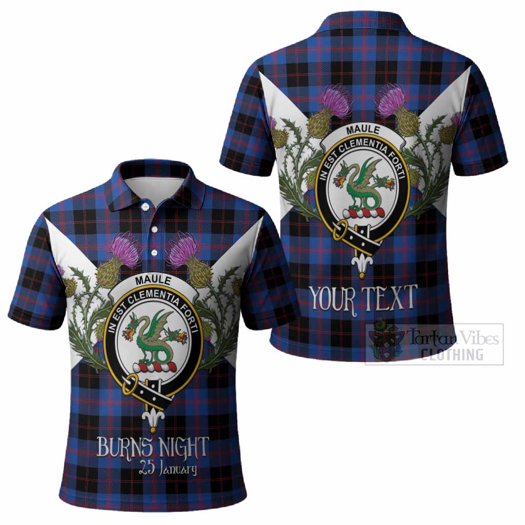 Maule Tartan Family Crest Polo Shirt Scottish Burns Night Thistle Floral