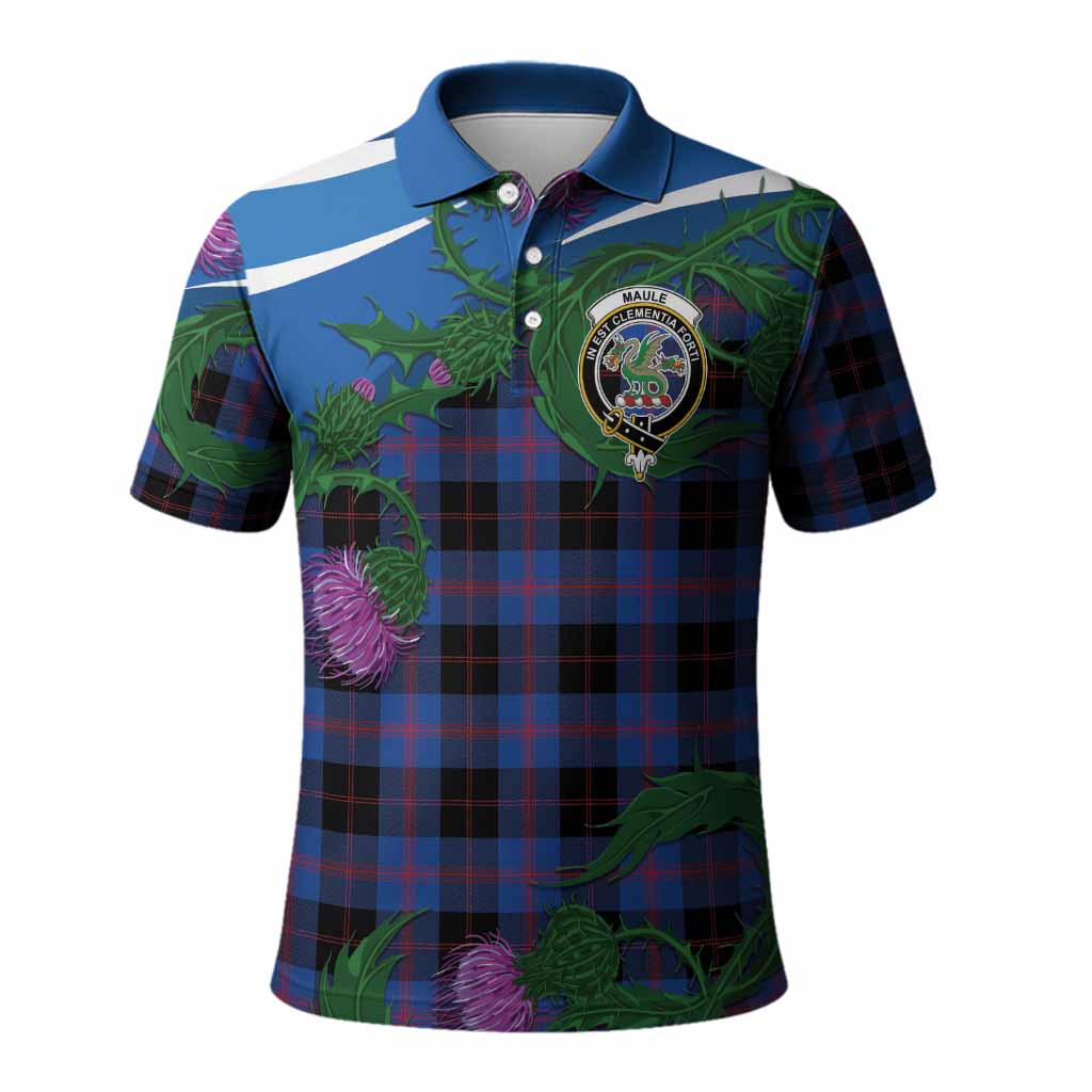 Maule Tartan Family Crest Polo Shirt Thistle in Minimalism