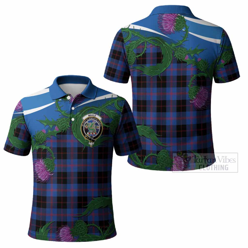 Maule Tartan Family Crest Polo Shirt Thistle in Minimalism