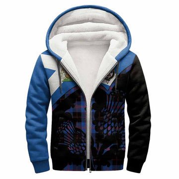 Maule Tartan Family Crest Sherpa Hoodie Scotland Thistle Floral Flag Style