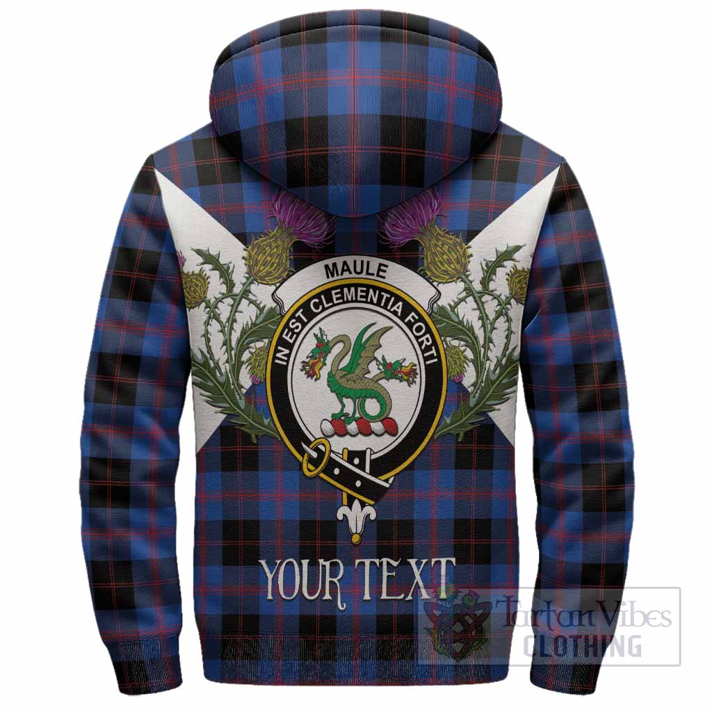 Maule Tartan Family Crest Sherpa Hoodie Scottish Burns Night Thistle Floral