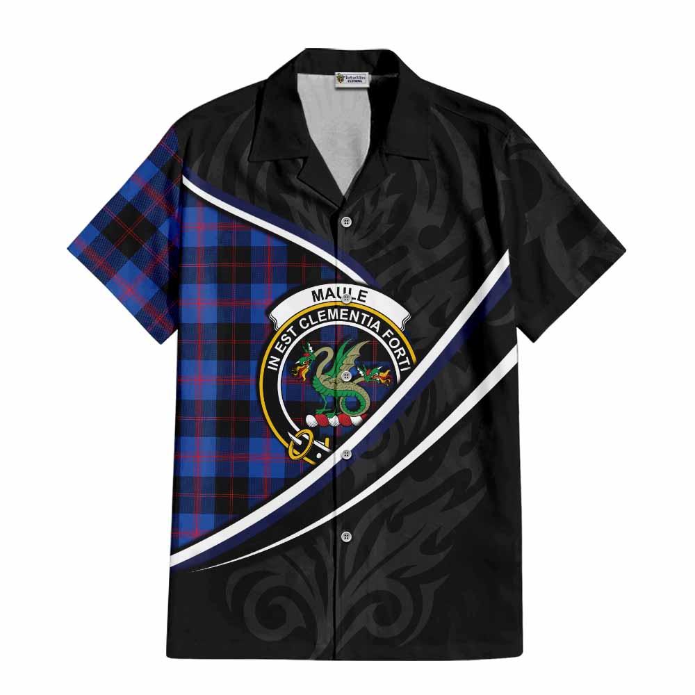 Maule Tartan Family Crest Short Sleeve Button Shirt Celtic Scottish Thistle Floral - Tartan Vibes Clothing