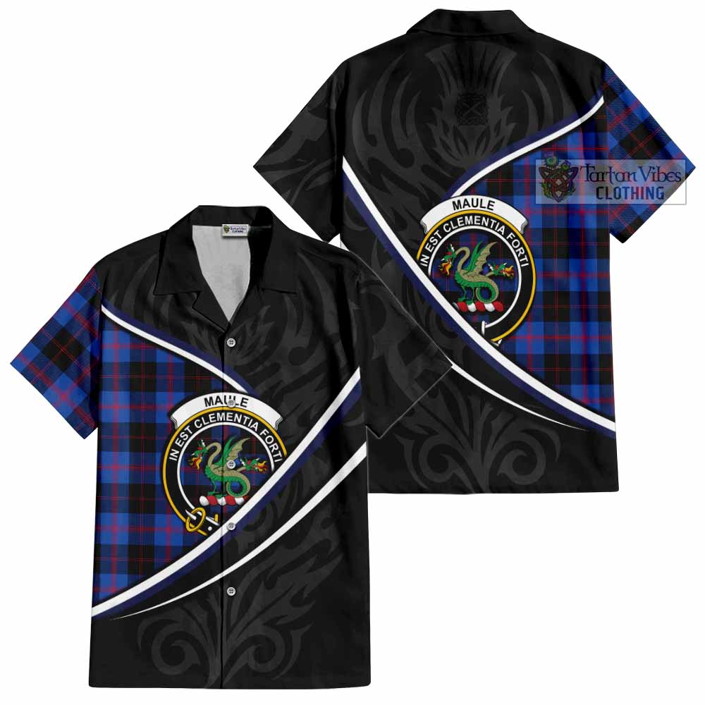 Maule Tartan Family Crest Short Sleeve Button Shirt Celtic Scottish Thistle Floral - Tartan Vibes Clothing