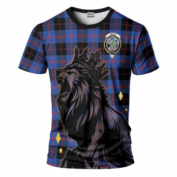 Maule Tartan Family Crest T-Shirt Crowned Lion Roaring