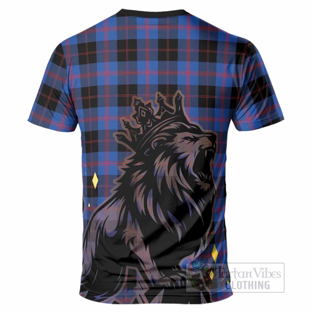 Maule Tartan Family Crest T-Shirt Crowned Lion Roaring